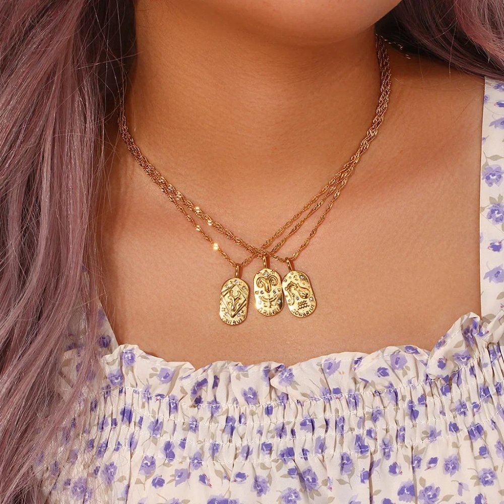 Scorpio Zodiac 18K Gold Plated Stainless Steel Astrology Pendant Necklace - Picture 8 of 8